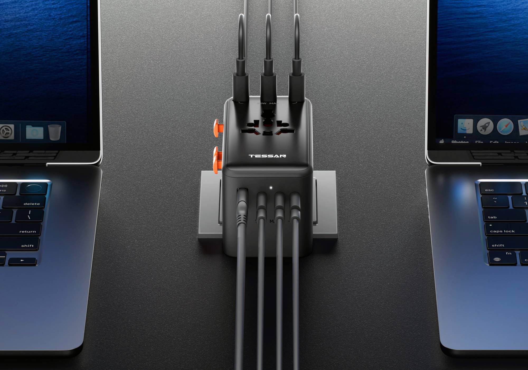 مهايئ شامل لشحن 8 أجهزة ومكبر صوت لا سلكي ومصابيح ذكية مطورة