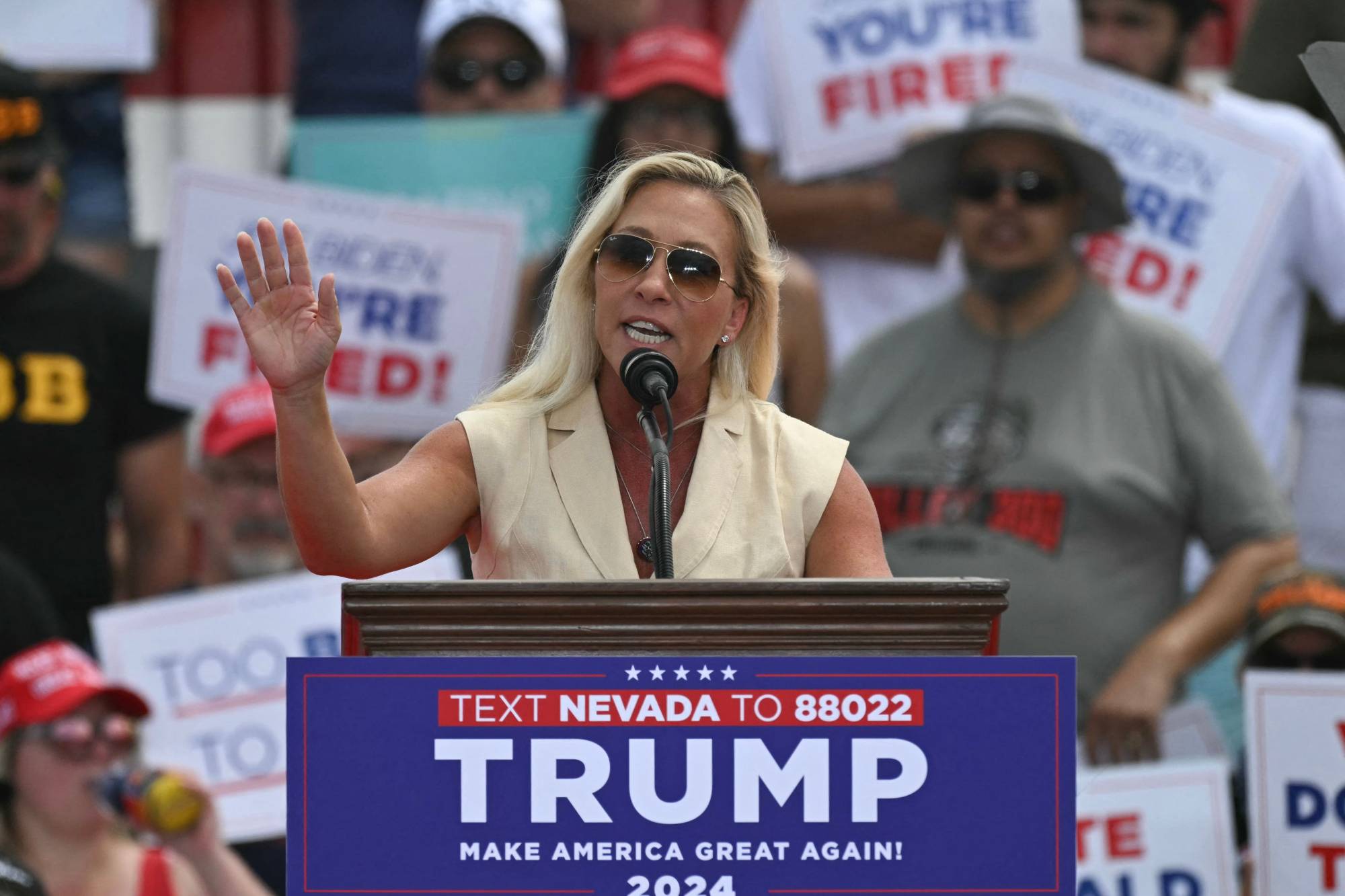 Trump'ın eski siyasi müttefiki Marjorie Taylor Green, bir tehdit dalgasına maruz kaldığını söyledi (AFP)