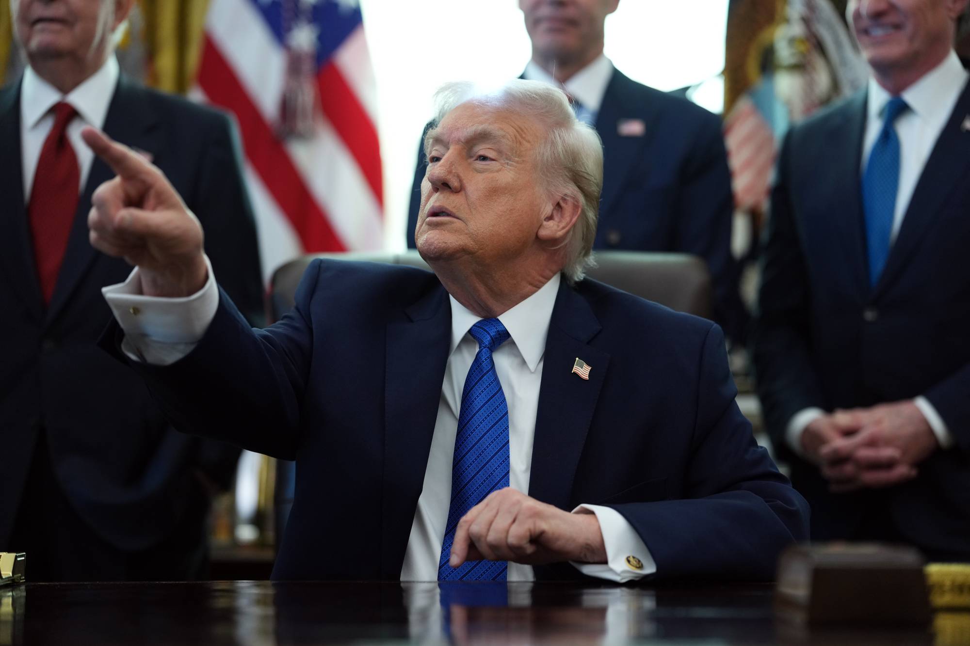 ABD Başkanı Donald Trump, Beyaz Saray'da gazetecilere açıklama yaparken (New York Times)