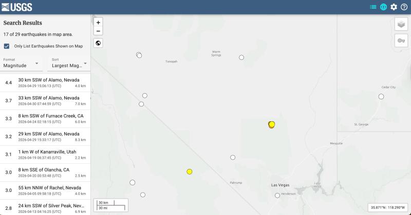 USGS internet sitesine göre 24 saat içinde bölgede 17 deprem kaydedildi (USGS)