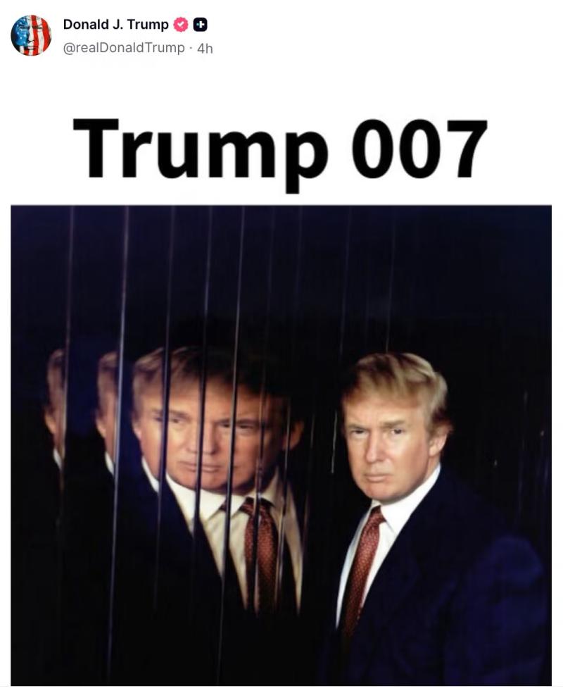 ABD Başkanı Donald Trump, Truth Social'daki son paylaşımında kendisini James Bond'a benzetti (Donald J. Trump/Truth Social)