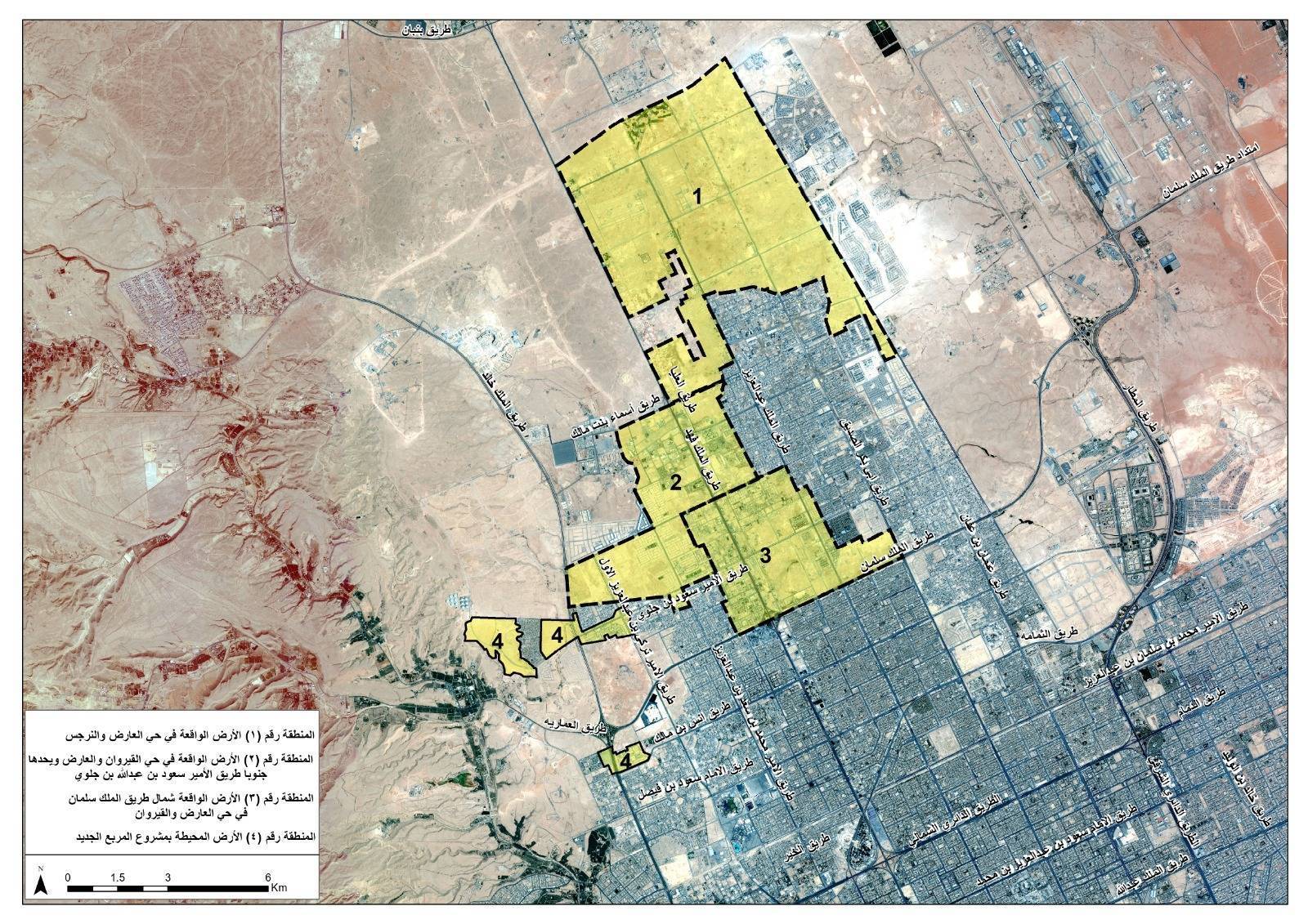 Riyad’da tespit edilen arazi planlarının haritası (SPA)