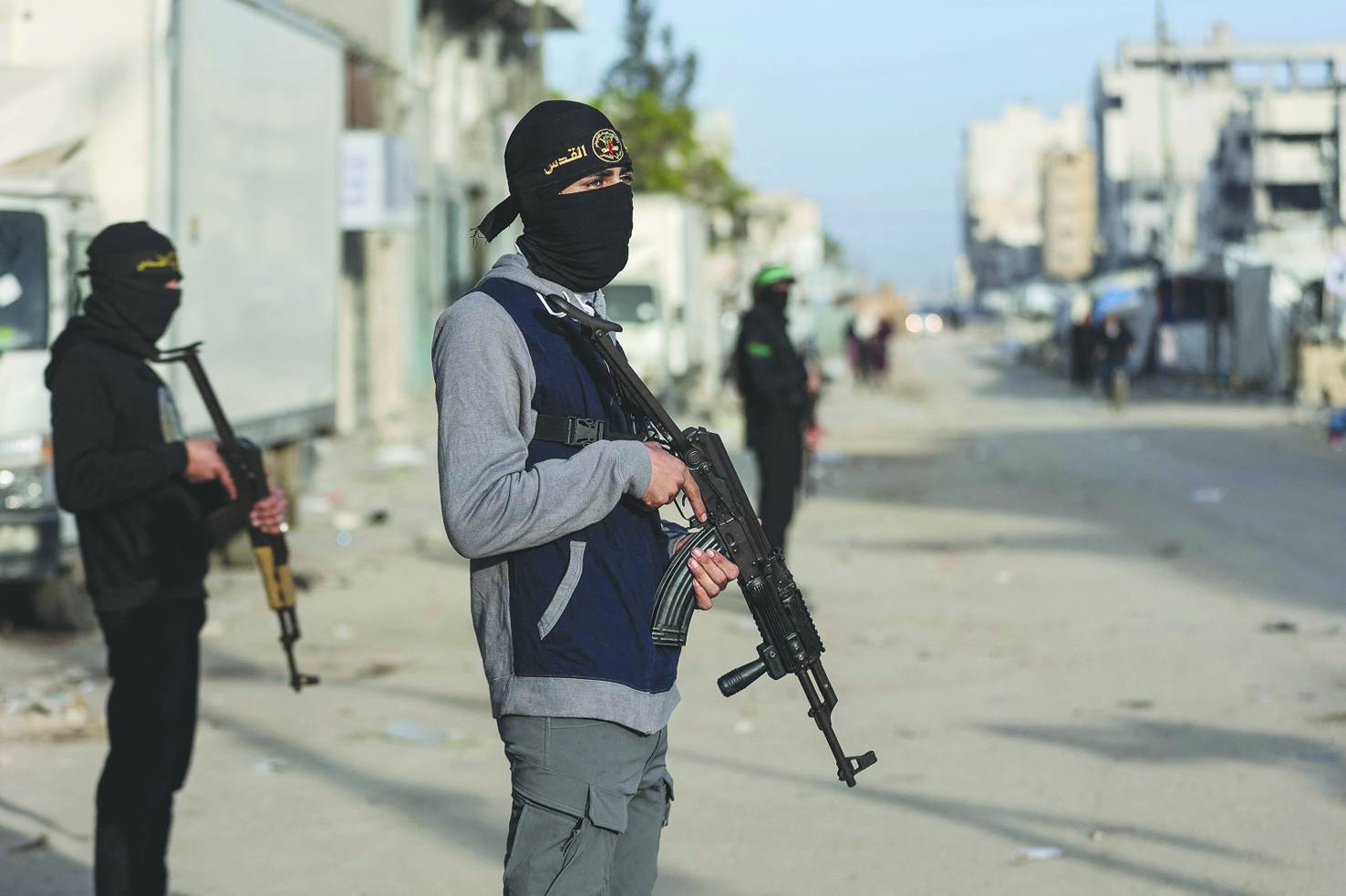  Hamas ve İslami Cihad Hareketi’ne bağlı silahlı güçler Gazze’de konuşlandırıldı. (AFP)