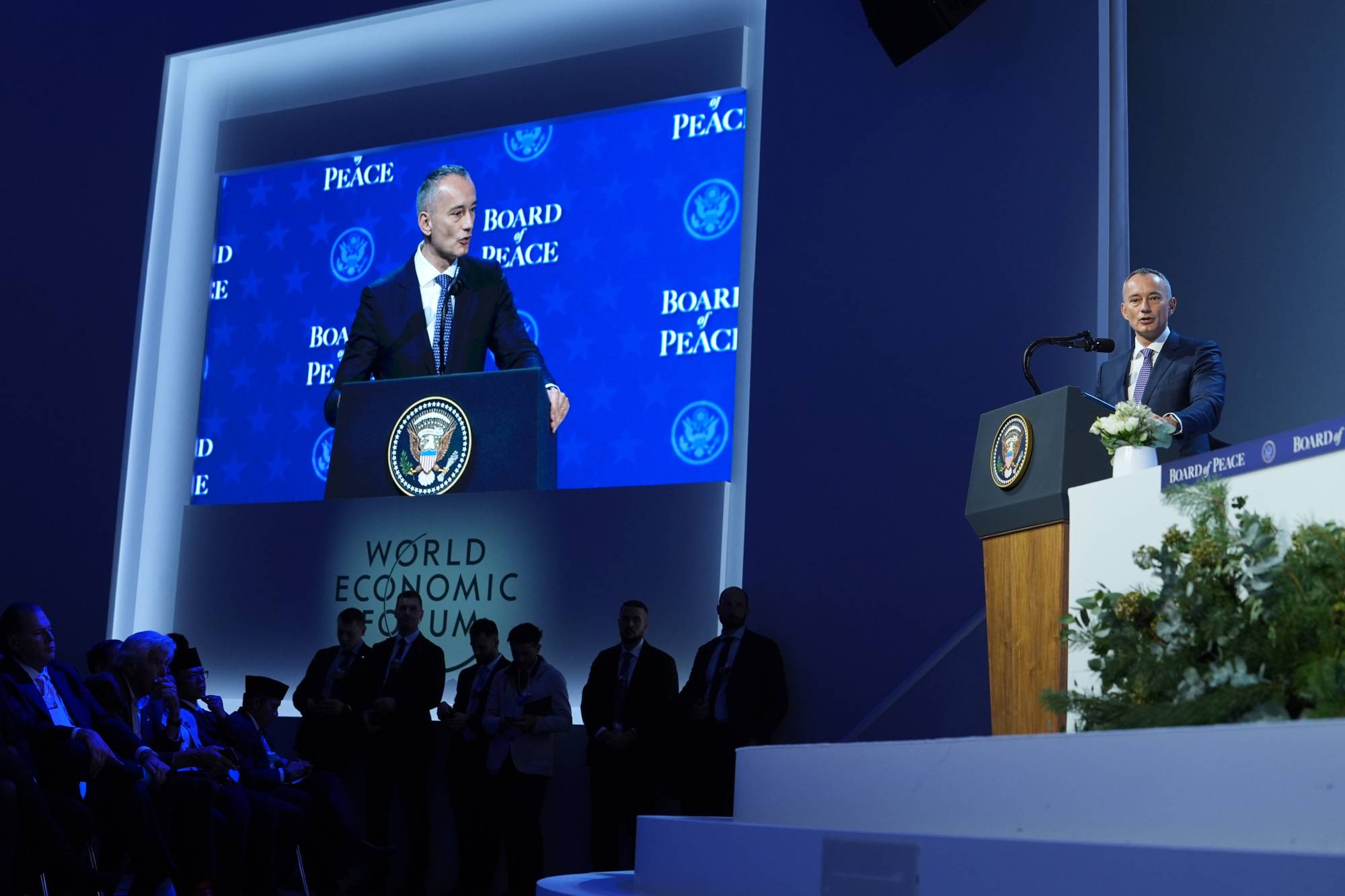  Gazze Barış Kurulu Yüksek Temsilcisi Nikolay Mladenov, Davos Forumu’nda yaptığı konuşma sırasında - 22 Ocak 2026 (AP)