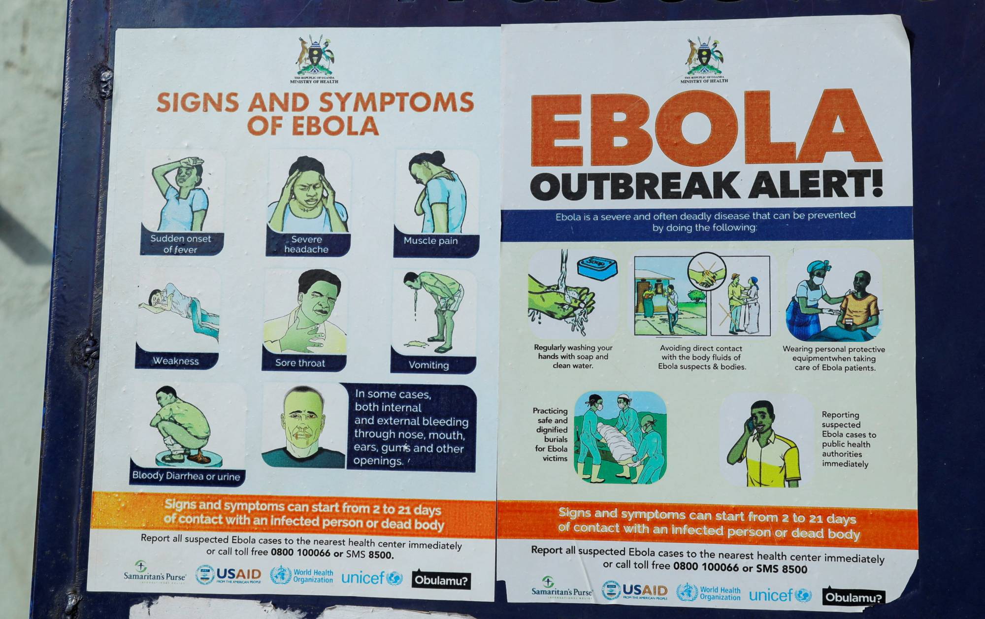 Uganda'da bir tıp merkezinde Ebola virüsü hakkında bilgilendirici bir poster (Reuters)