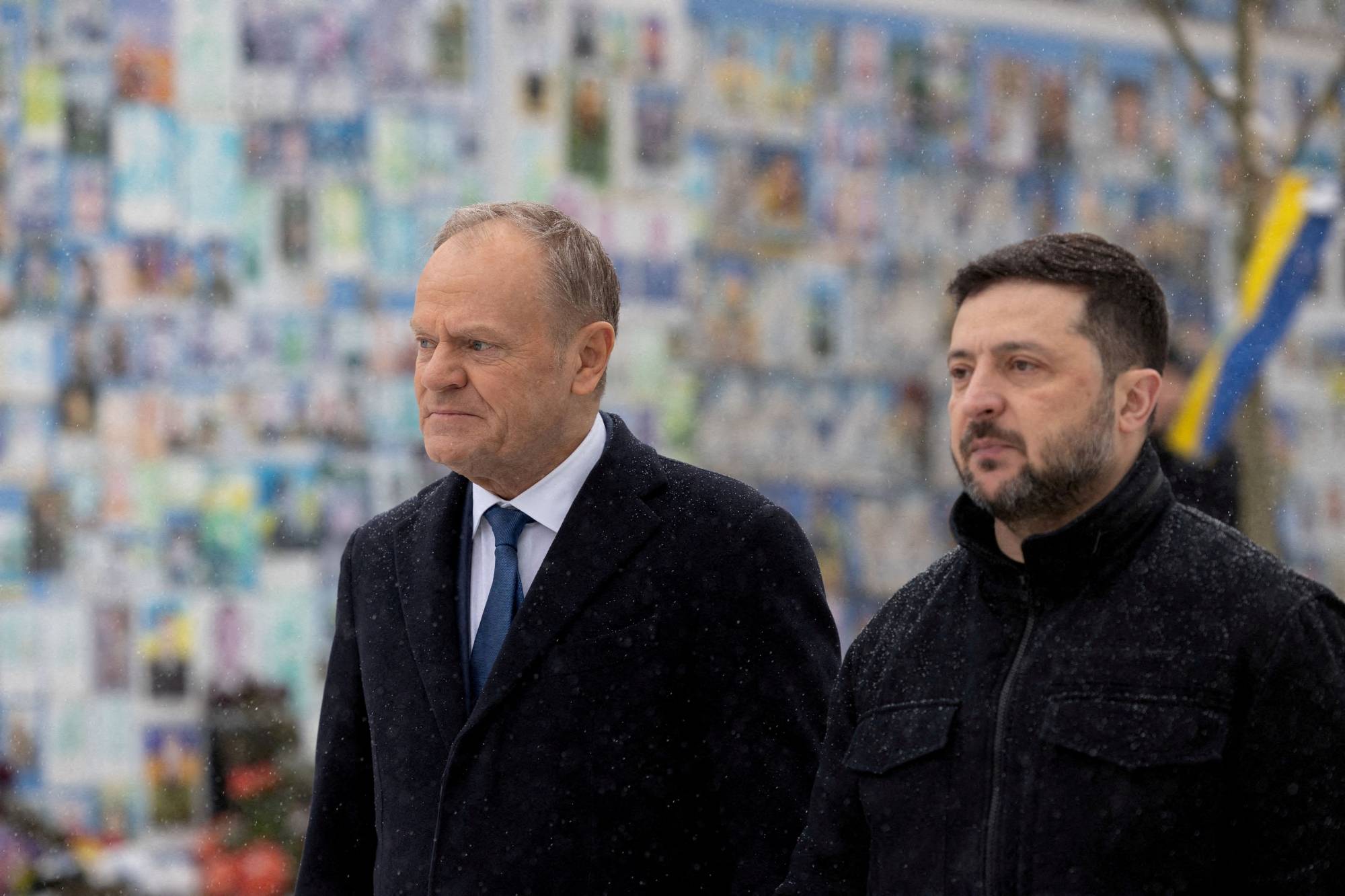 Polonya Başbakanı Donald Tusk, Ukrayna Cumhurbaşkanı ile birlikte. (Reuters)