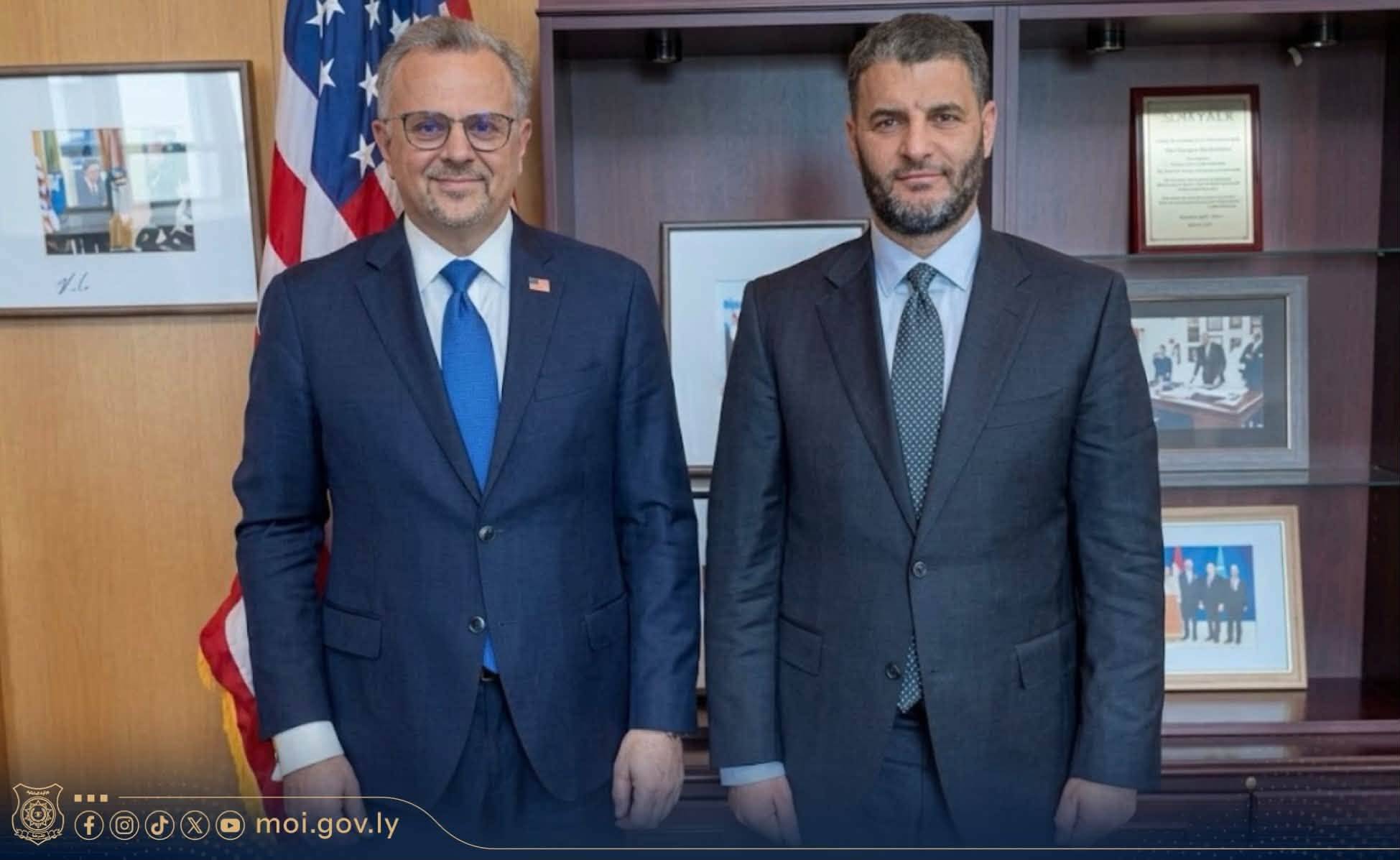 Ulusal Birlik Hükümeti İçişleri Bakanı Trablusi ile Massad Boulos’un Washington’daki son görüşmesinden bir kare (İçişleri Bakanlığı)