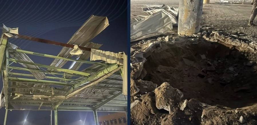 Necran'da Husi milisleri tarafından fırlatılan mühimmatın isabet etmesi sonucu hasar gören okul (Sivil Savunma)
