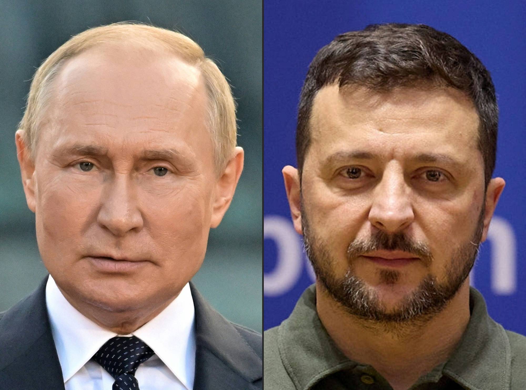 Rusya Devlet Başkanı Vladimir Putin ve Ukraynalı mevkidaşı Volodimir Zelenskiy. (AFP)