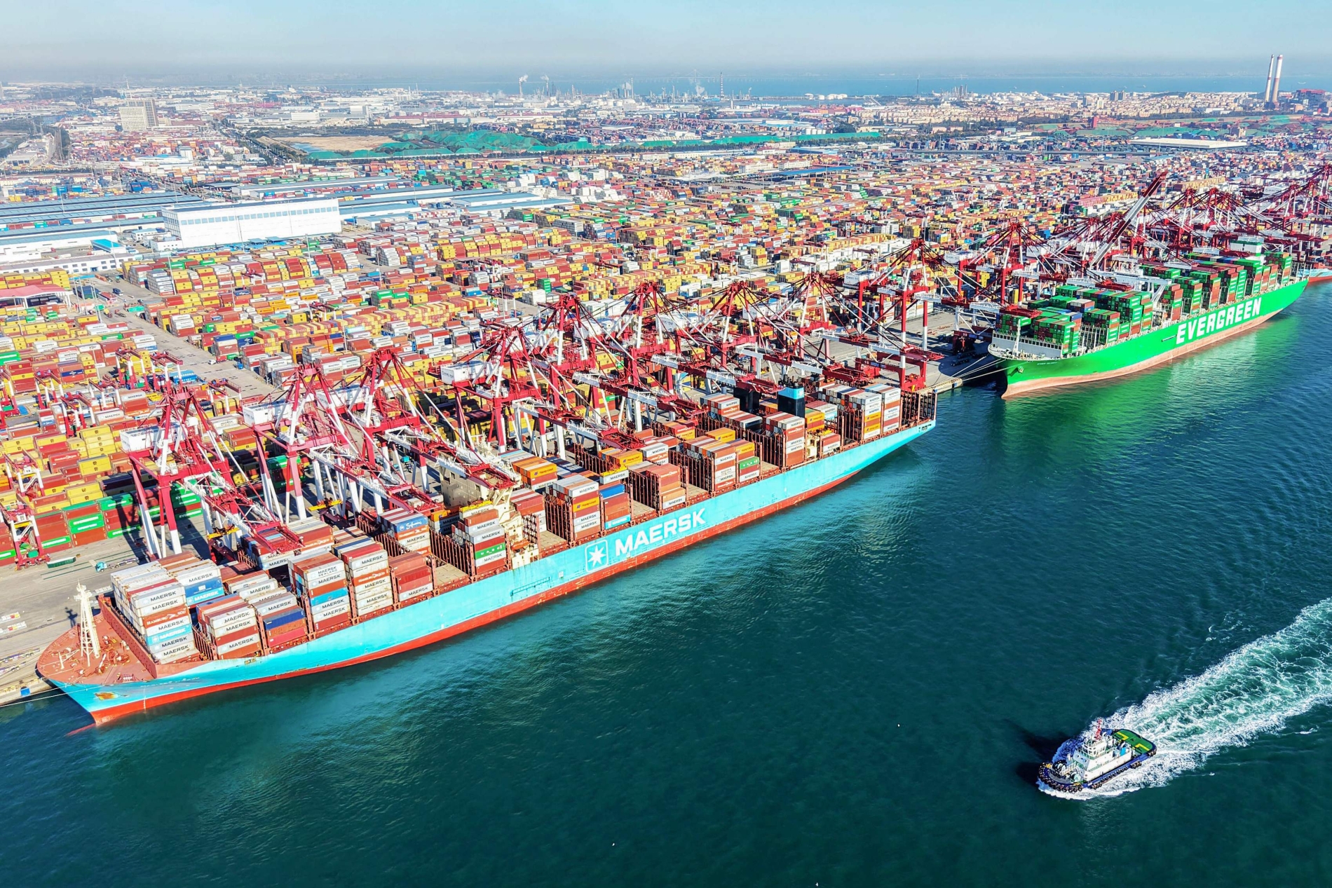 Çin'in doğusundaki Şantung eyaletindeki Çingdao Limanı, 3 Kasım 2025 (AFP)