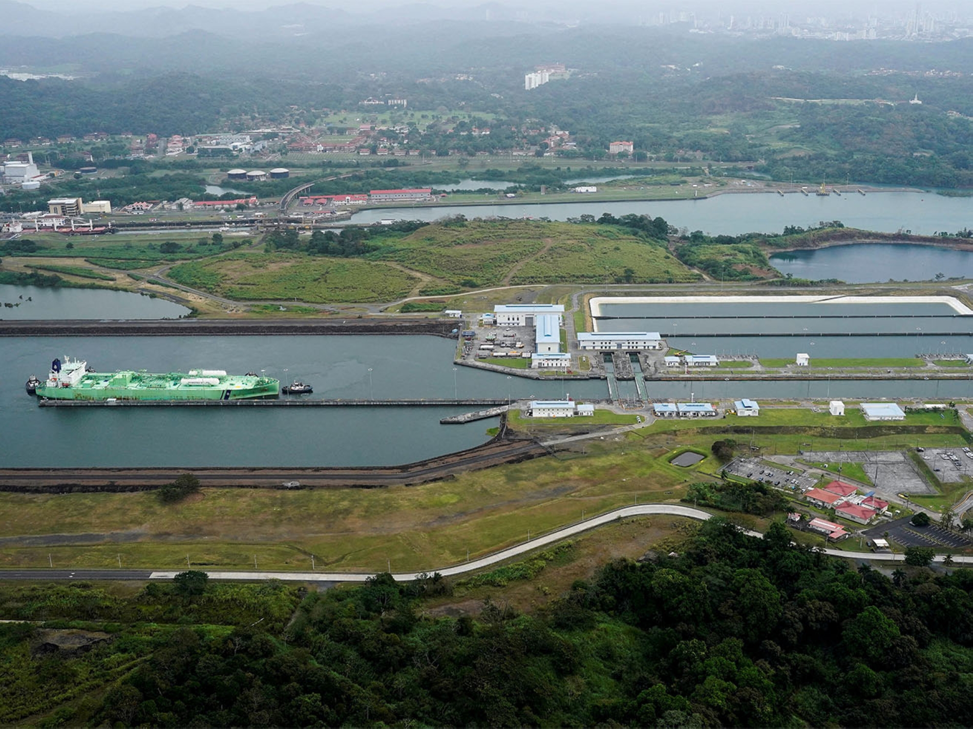 Colón'daki Panama Kanalı'nın havadan görünümü, 1 Şubat 2025 (Reuters)