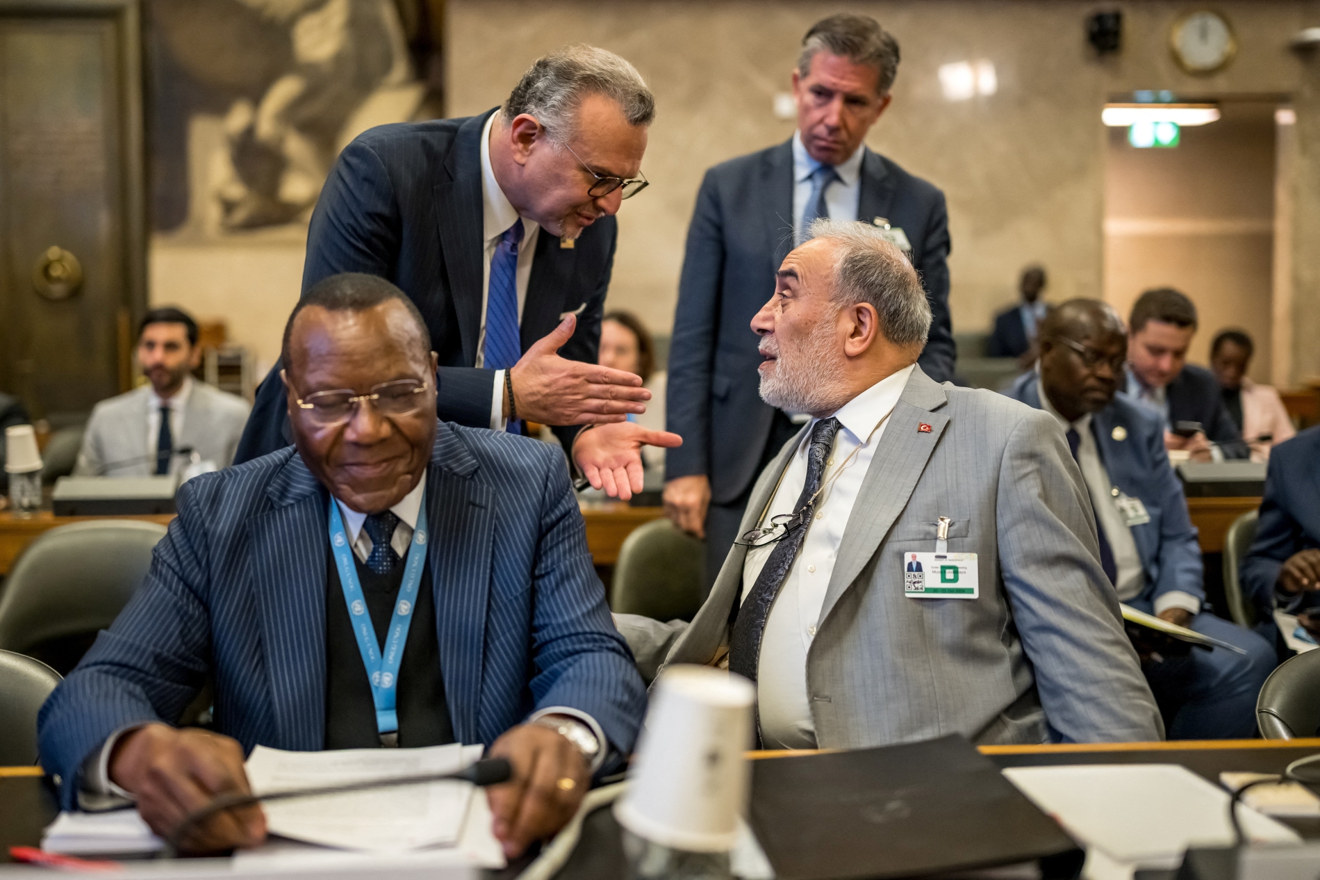 ABD Başkanı’nın Arap ve Afrika işlerinden sorumlu danışmanı Massad Boulos ile Dışişleri Bakan Yardımcısı Musa Kulaklıkaya, 21 Ekim 2026 tarihinde İsviçre’nin Cenevre kentinde düzenlenen, Sudan’daki barış girişimleri ve çabaları arasında koordinasyonu güçlendirmeye yönelik altıncı istişare toplantısı sırasında (Reuters)