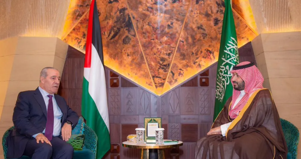ولي العهد السعودي يبحث مع نائب رئيس دولة فلسطين تطورات القضية الفلسطينية
