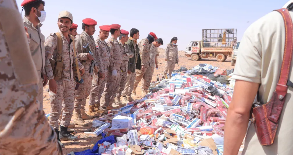 كتيبة منفذ الوديعة تُحبط محاولة تهريب آلاف حبوب الكبتاجون