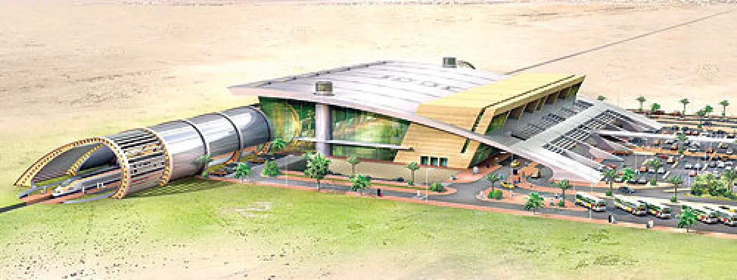 صورة تخيلية للمحطة الرئيسية والمركز الرئيسي للشركة في العاصمة الرياض («الشرق الأوسط»)