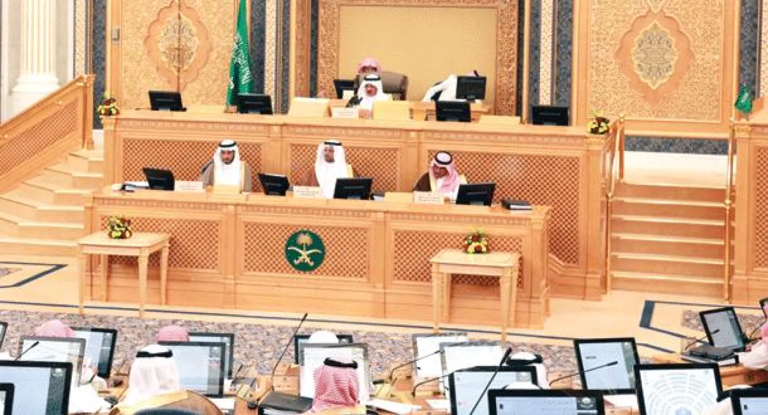 جانب من جلسة «الشورى» التي انعقدت أمس («الشرق الأوسط»)