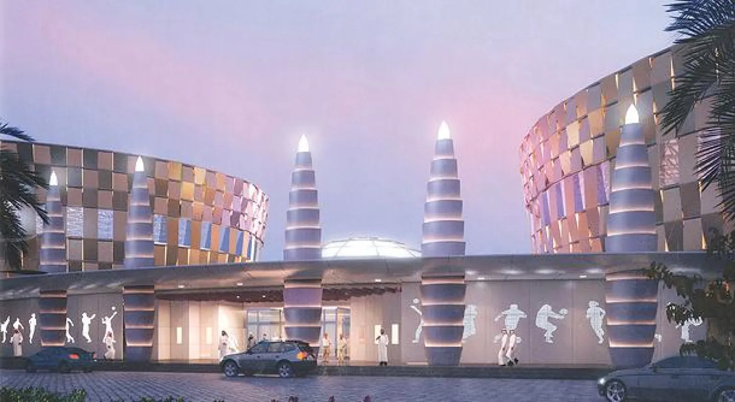 صورة توضح المبنى بالكامل للمدينة الرياضية التي ستخدم محافظة الأحساء