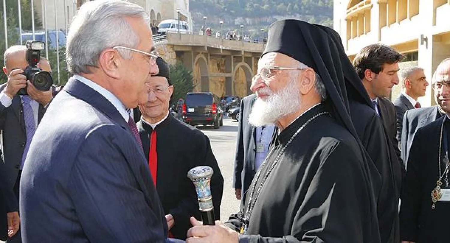 الرئيس اللبناني ميشال سليمان لدى حضوره مؤتمر مسيحيي الشرق الذي عقد في بيروت أمس (دالاتي ونهرا)