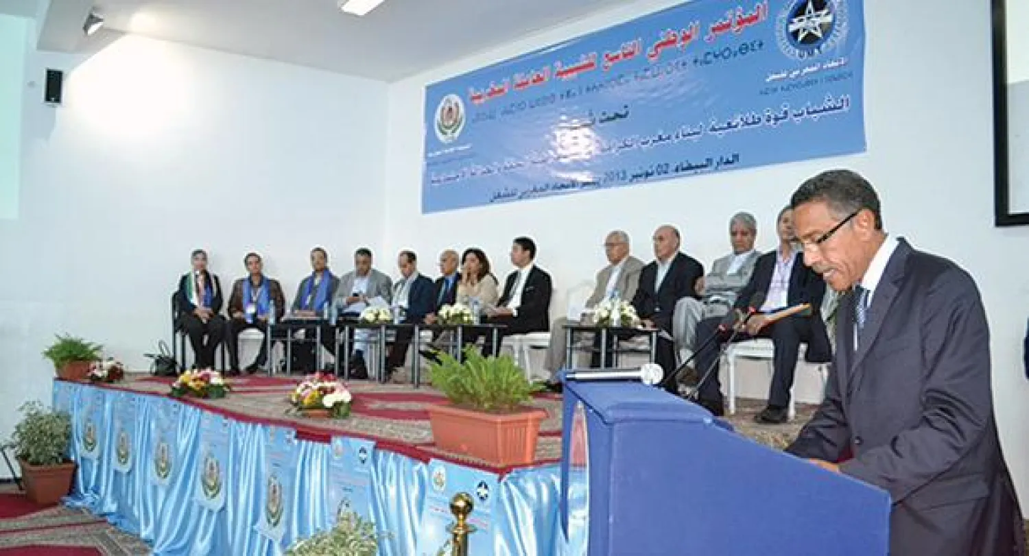 الميلودي مخارق الأمين العام للاتحاد المغربي للشغل  وقال مخارق يلقي كلمة خلال  افتتاحه لمؤتمر التنظيم الشبابي للاتحاد العمالي في الدار البيضاء أمس ({الشرق الأوسط})