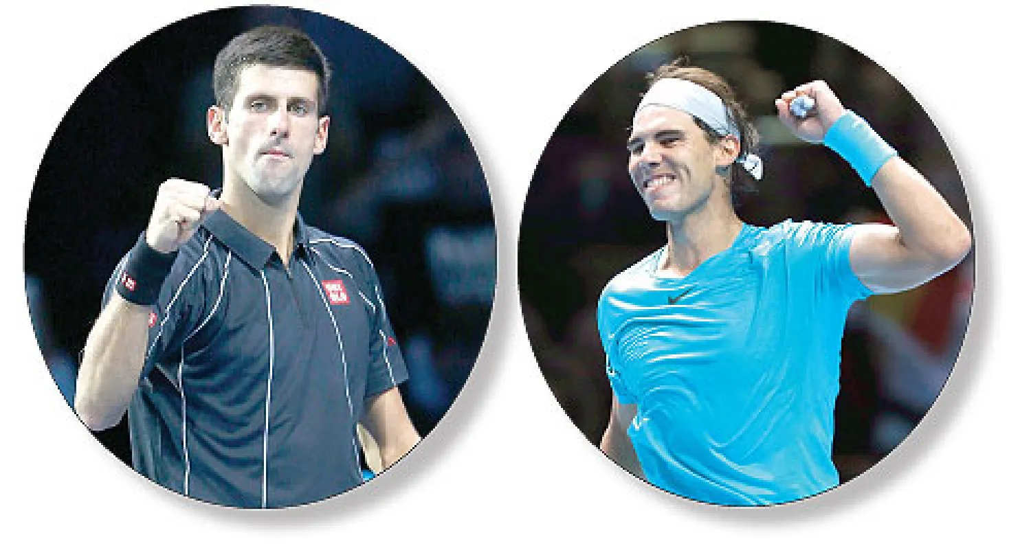 نادال يحتفل بانتصاره على فافرينكا (أ.ب) و ديوكوفيتش حقق ثاني انتصار على فيدرر في 4 ايام (رويترز)