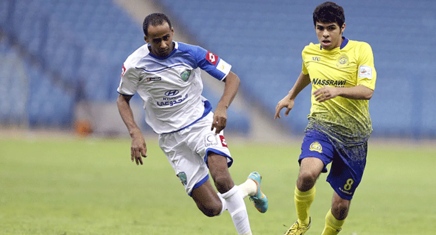 يحيى الشهري في مباراة النصر والفتح ضمن الدوري السعودي («الشرق الأوسط»)