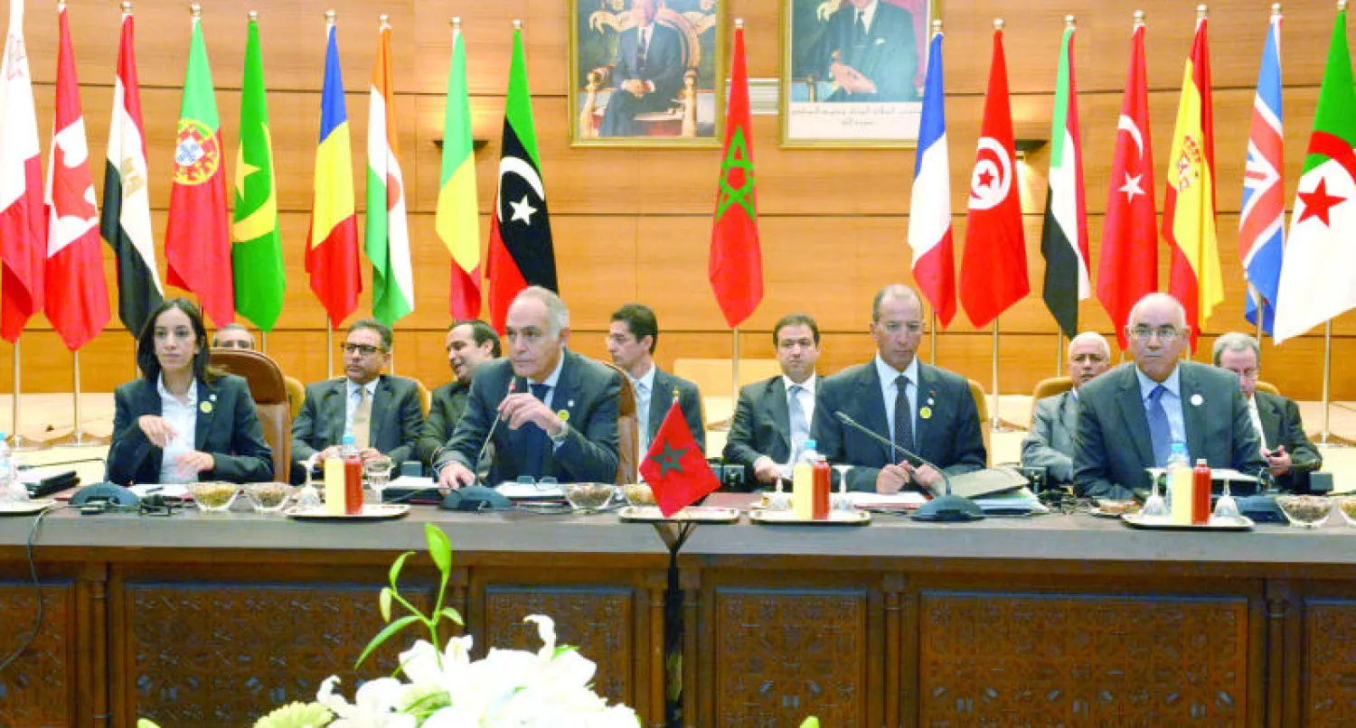 الوفد المغربي في مؤتمر أمن الحدود في الرباط أمس (أ.ف.ب)