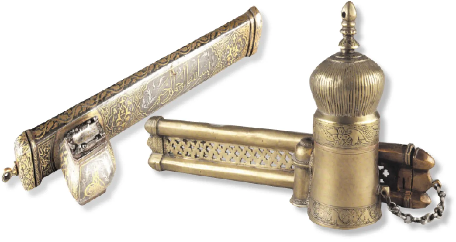 نقوش  إسلامية  على دواة تاريخية و دواة  عثمانية