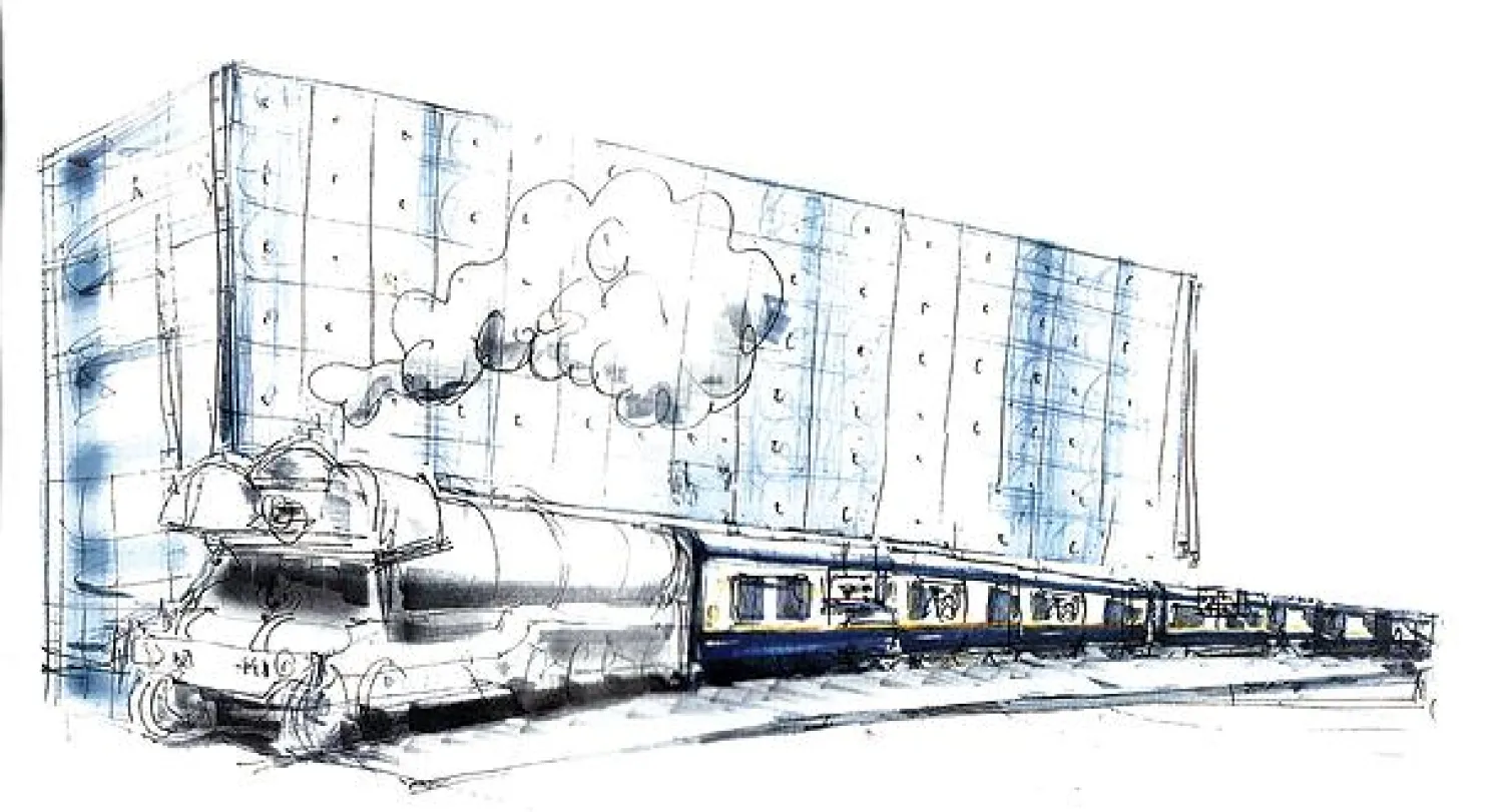 قطار الشرق حين يتوقف في محطة معهد العالم العربي بباريس