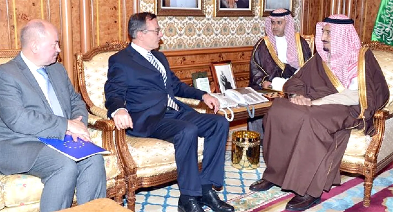 الأمير سلمان لدى استقباله في الرياض ممثل الاتحاد الأوروبي لبحث قضايا منطقة الشرق الأوسط (واس) 