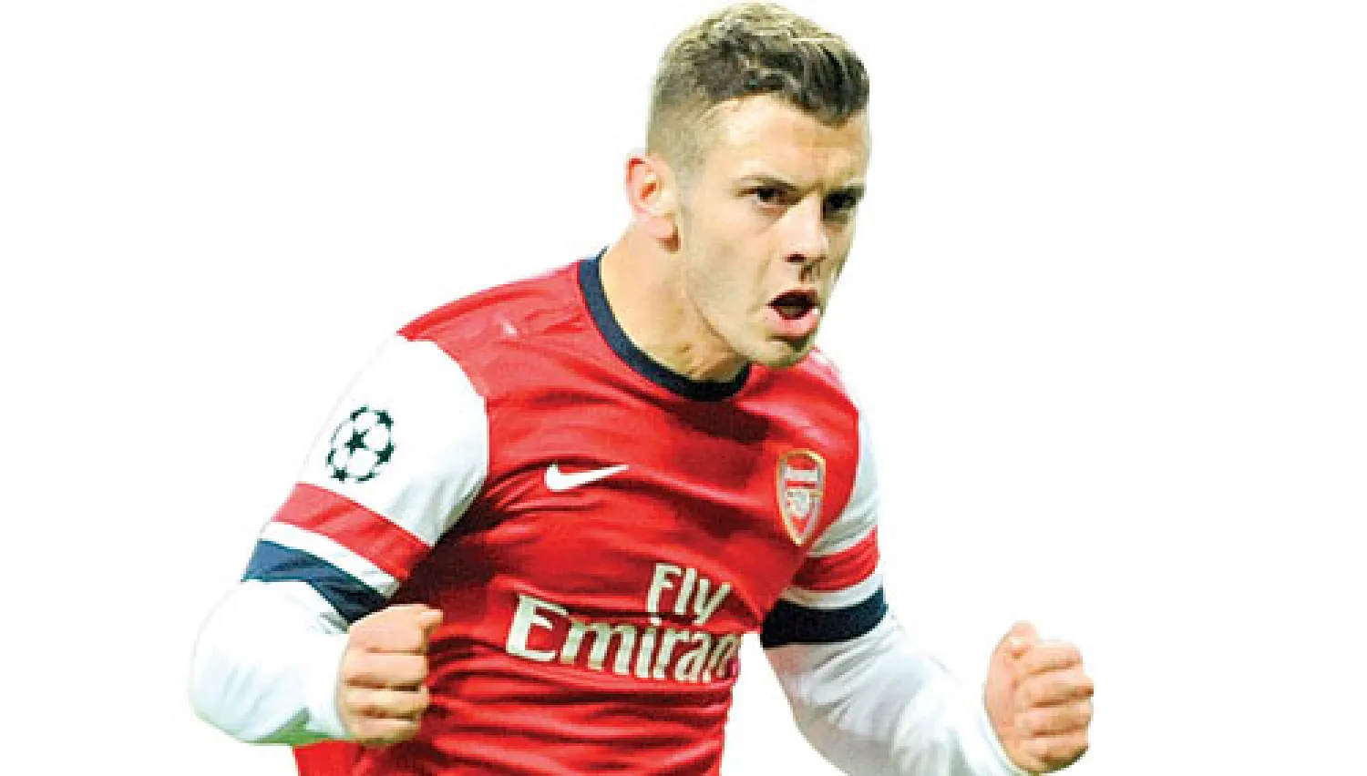 جاك ويلشير نجم آرسنال يحتفل بهدفيه في مرمى مرسيليا (إ.ب.أ)