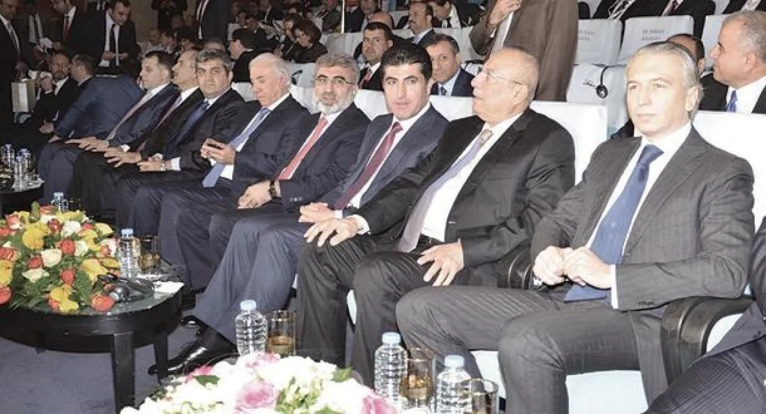 جانب من الجلسة الافتتاحية لمؤتمر الطاقة في أربيل أمس («الشرق الأوسط»)