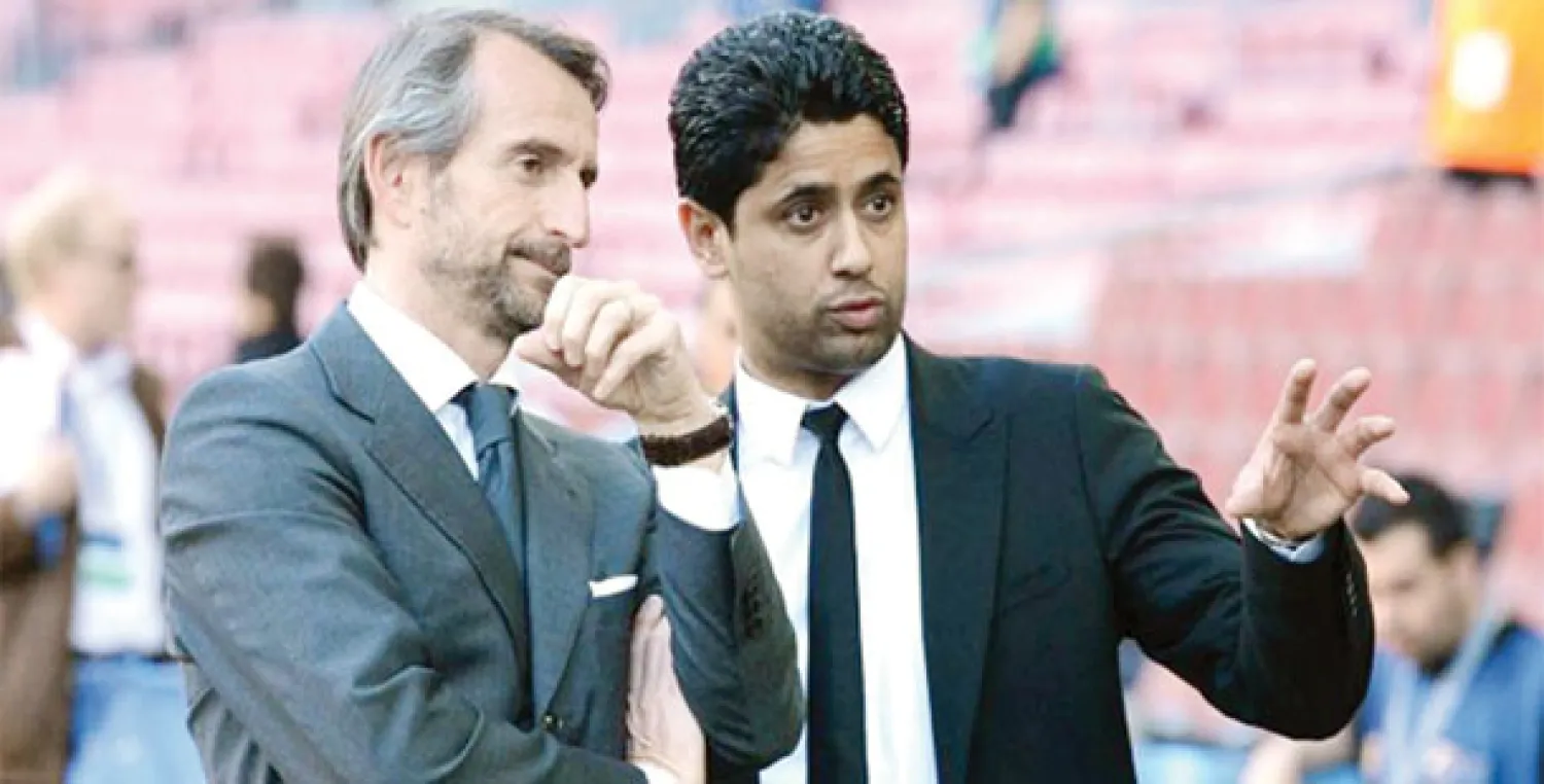 القطري ناصر الخليفي مع بلان المدير التنفيذي لباريس سان جرمان