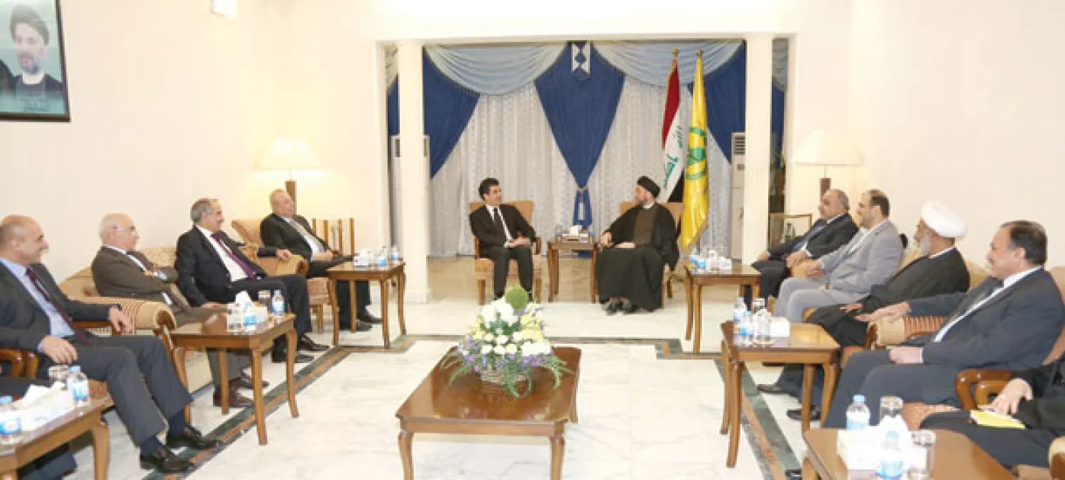 وفد إقليم كردستان برئاسة نيجيرفان بارزاني خلال أحد لقاءاته في بغداد («الشرق الأوسط»)