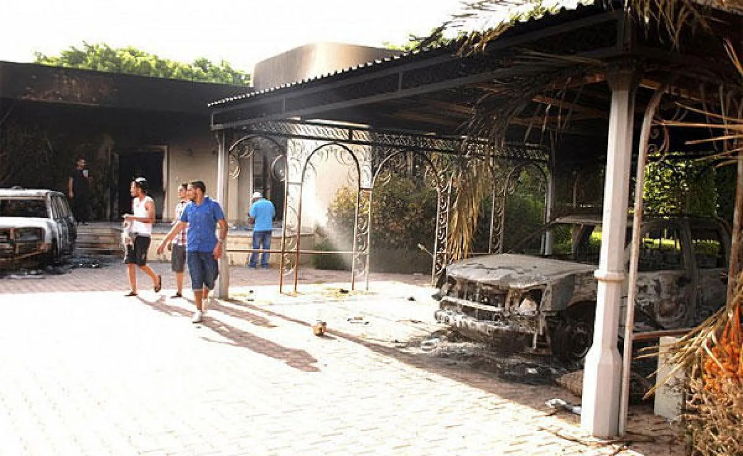 (ارشيفية) للقنصلية الامريكية في بنغازي بعد هجوم عام 2011