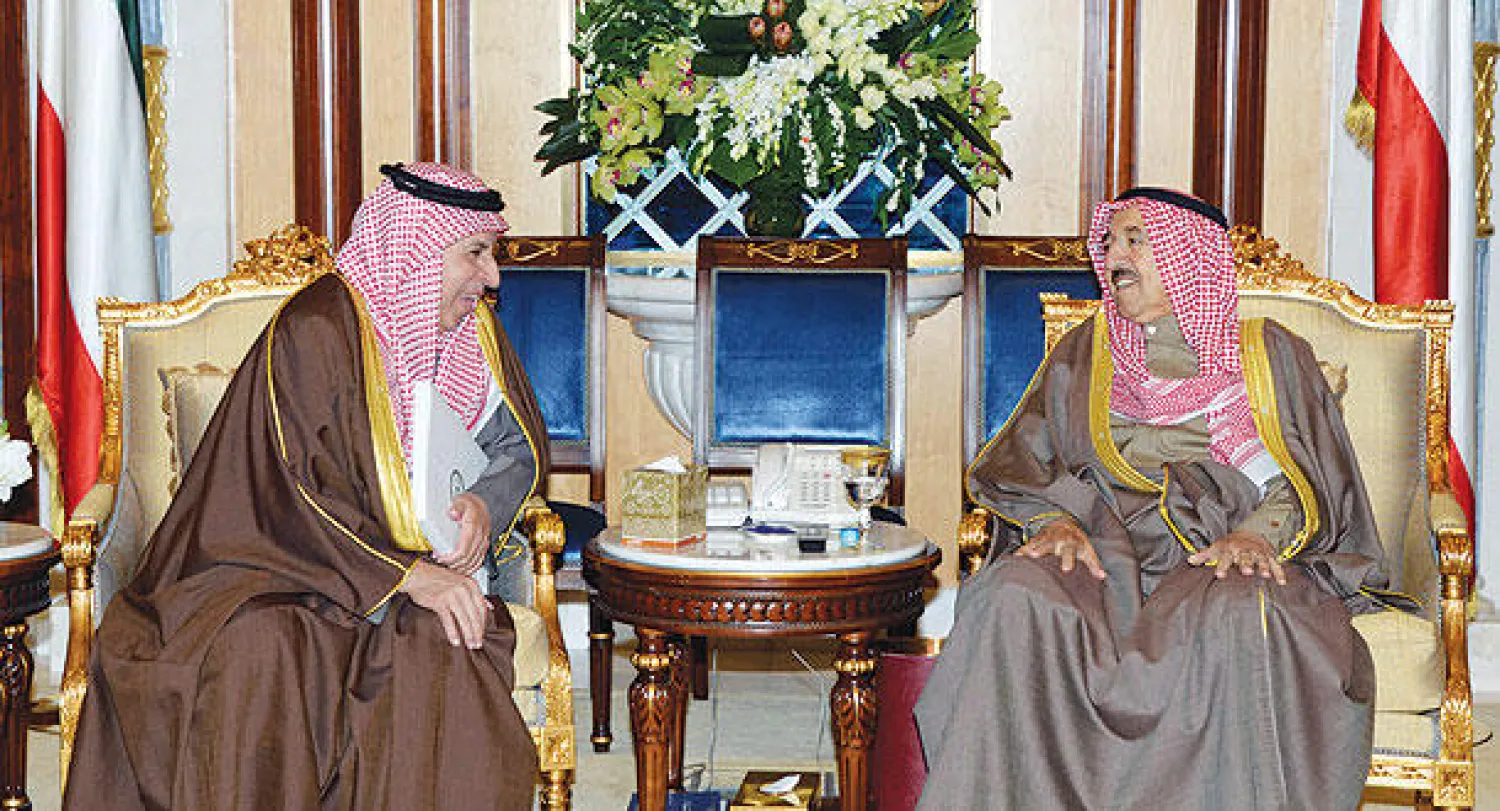 الشيخ صباح الأحمد الصباح لدى استقباله السفير السعودي‏ في الكويت أمس (كونا)