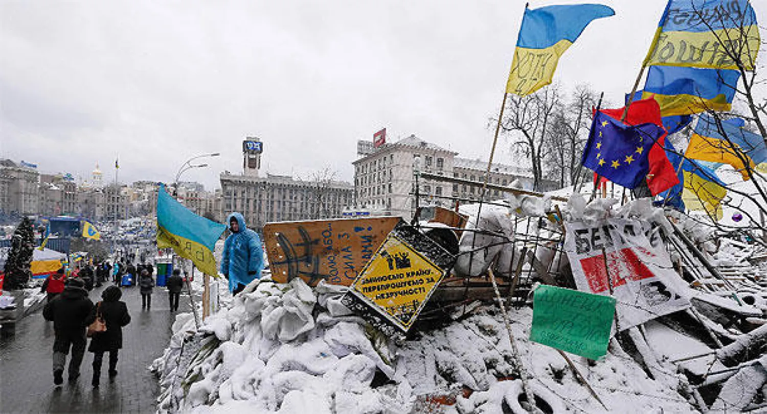 50 ألف شخص يتظاهرون ضد الاعتداء  بالضرب على معارض أوكراني في كييف