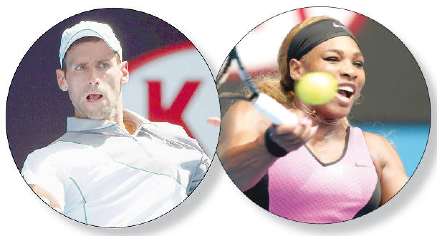سيرينا .. عانت من شدة الحرارة وفازت بسهولة (إ.ب.أ) و ديوكوفيتش .. عينه على اللقب الثاني (رويترز)