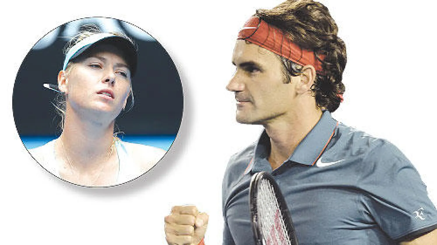 فيدرر يحتفل بفوزه على تسونغا (إ.ب.أ) و الهزيمة على ملامح شارابوفا (إ.ب.أ)