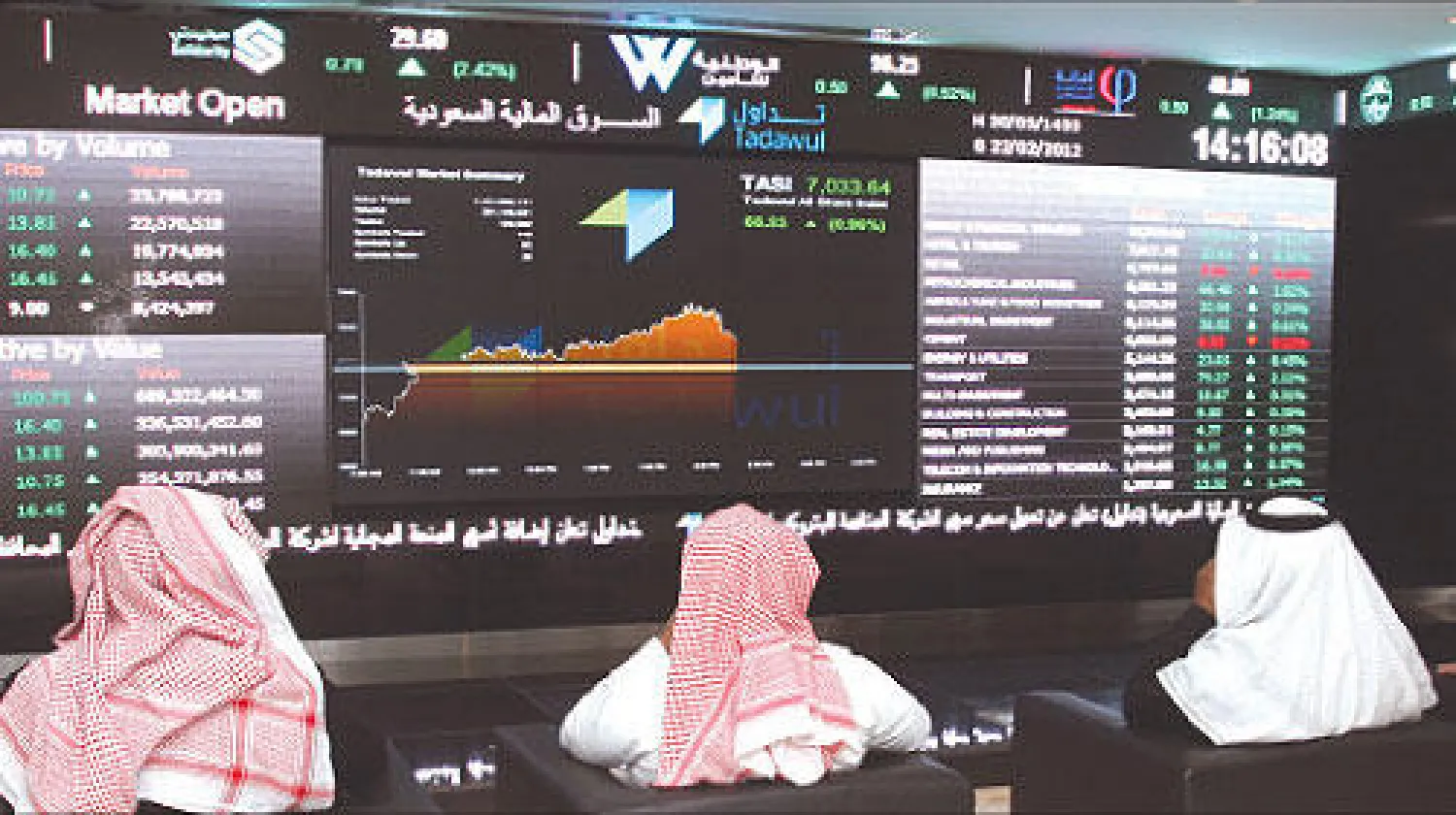 متداولون يتابعون تحركات الأسهم السعودية («الشرق الأوسط»)