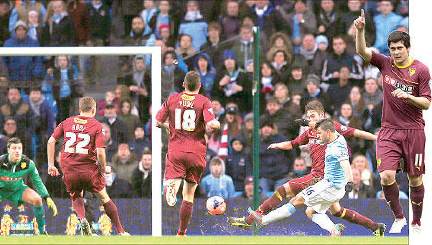 فرناندو(يمين) و أغويرو يحرز الهدف الثاني من ثلاثيته (رويترز)