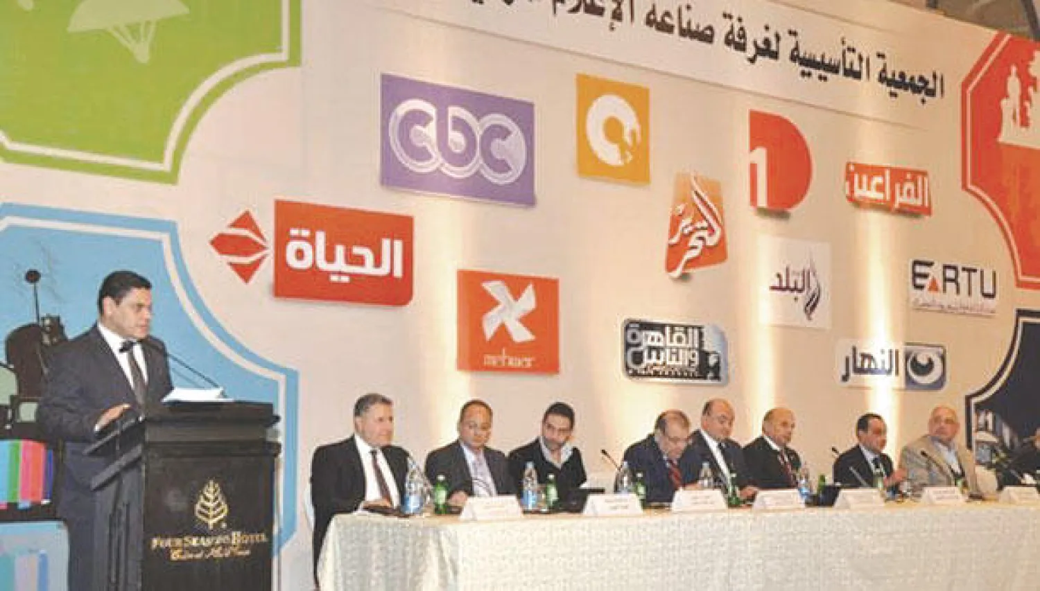 جانب من اجتماع رؤساء القنوات المصرية في القاهرة يوم الأحد الماضي ({ الشرق الأوسط})