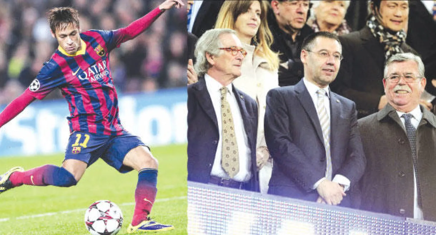 رئيس برشلونة الجديد يتوسط الحضور و نيمار