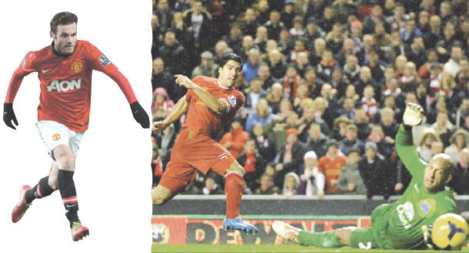 سواريز (وسط) يختتم رباعية ليفربول (إ.ب.أ) و ماتا يتألق في أول مشاركة بقميص يونايتد (أ.ب)