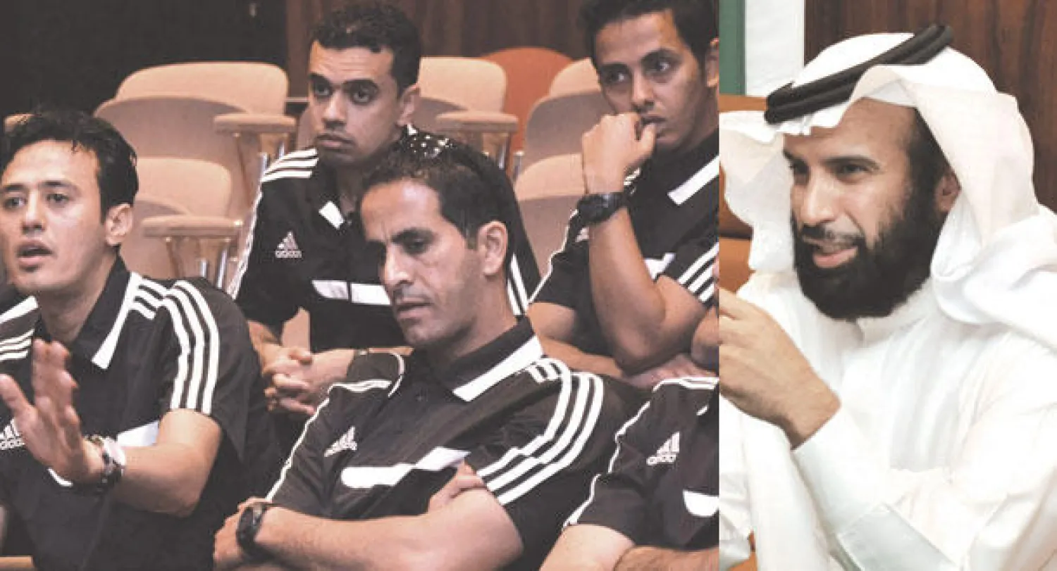 د. إبراهيم الربيع و الحكم مرعي العواجي في إحدى مداخلاته أمس