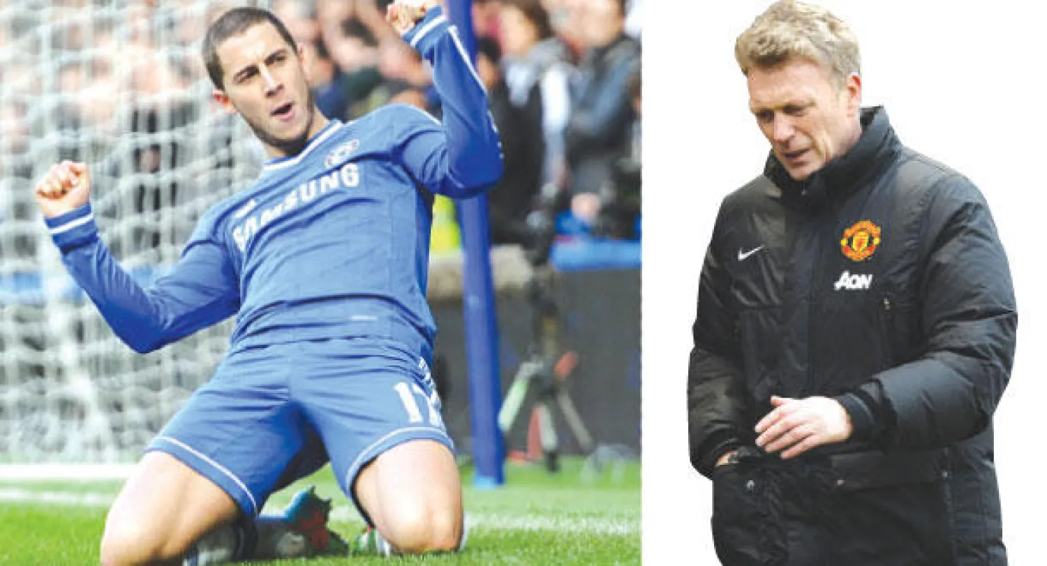 مويز فشل في حل لغز تراجع نتائج مانشستر يونايتد - هازارد سجل ثلاثية تشيلسي في مرمى نيوكاسيل وأصبح ورقة الفريق الرابحة هذا الموسم (إ.ب.أ)