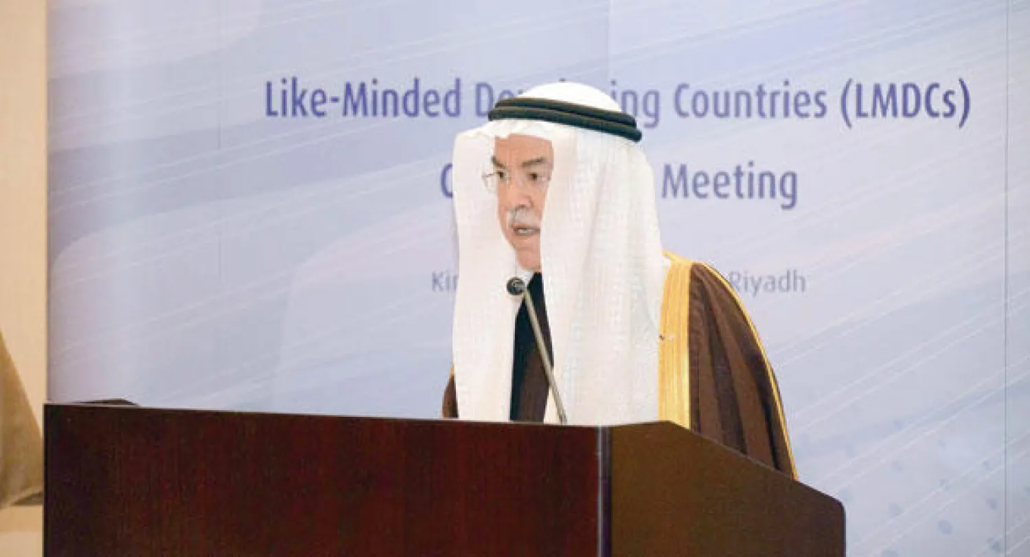 المهندس علي النعيمي وزير البترول والثروة المعدنية السعودي خلال كلمته الافتتاحية أمس («الشرق الأوسط»)