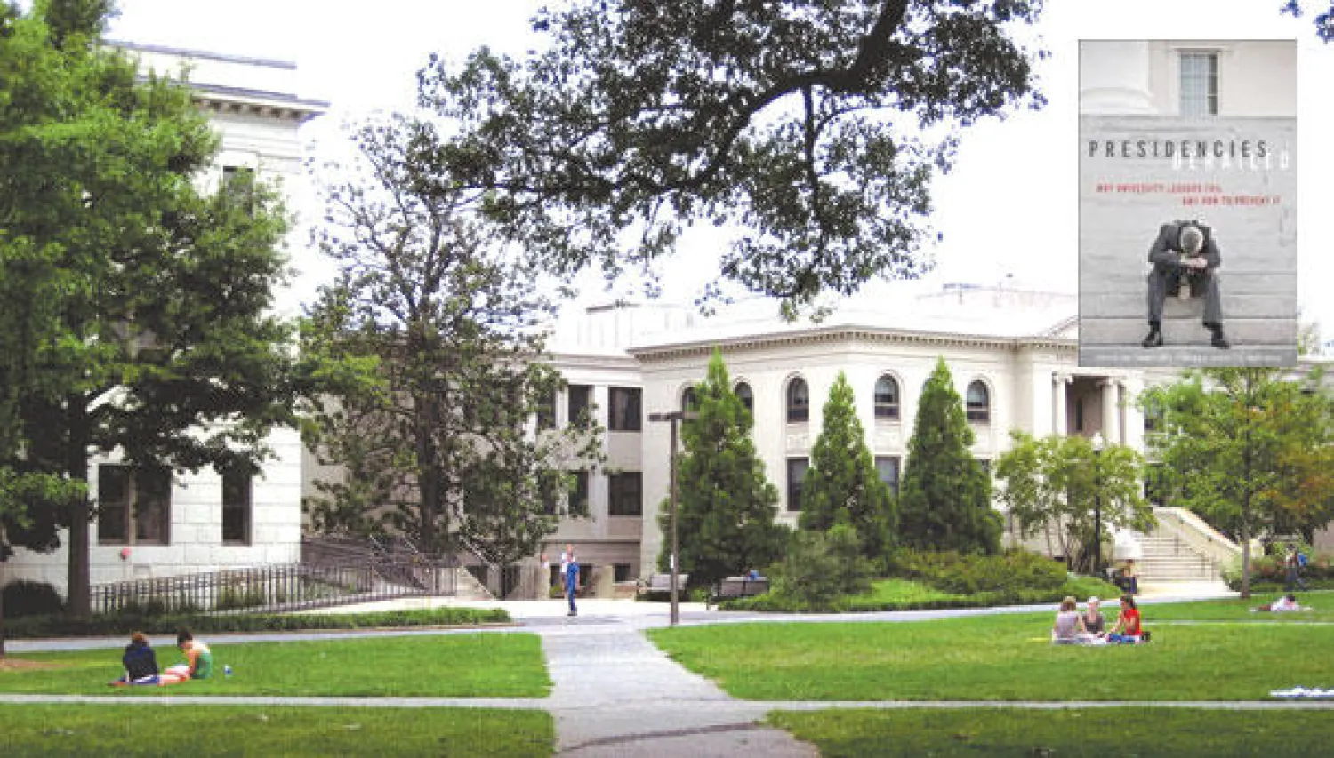 جامعة اميركية وفي الاطار غلاف الكتاب الأميركي