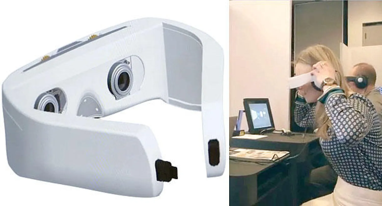 امرأة تجرب نظام «غليف» للواقع الافتراضي