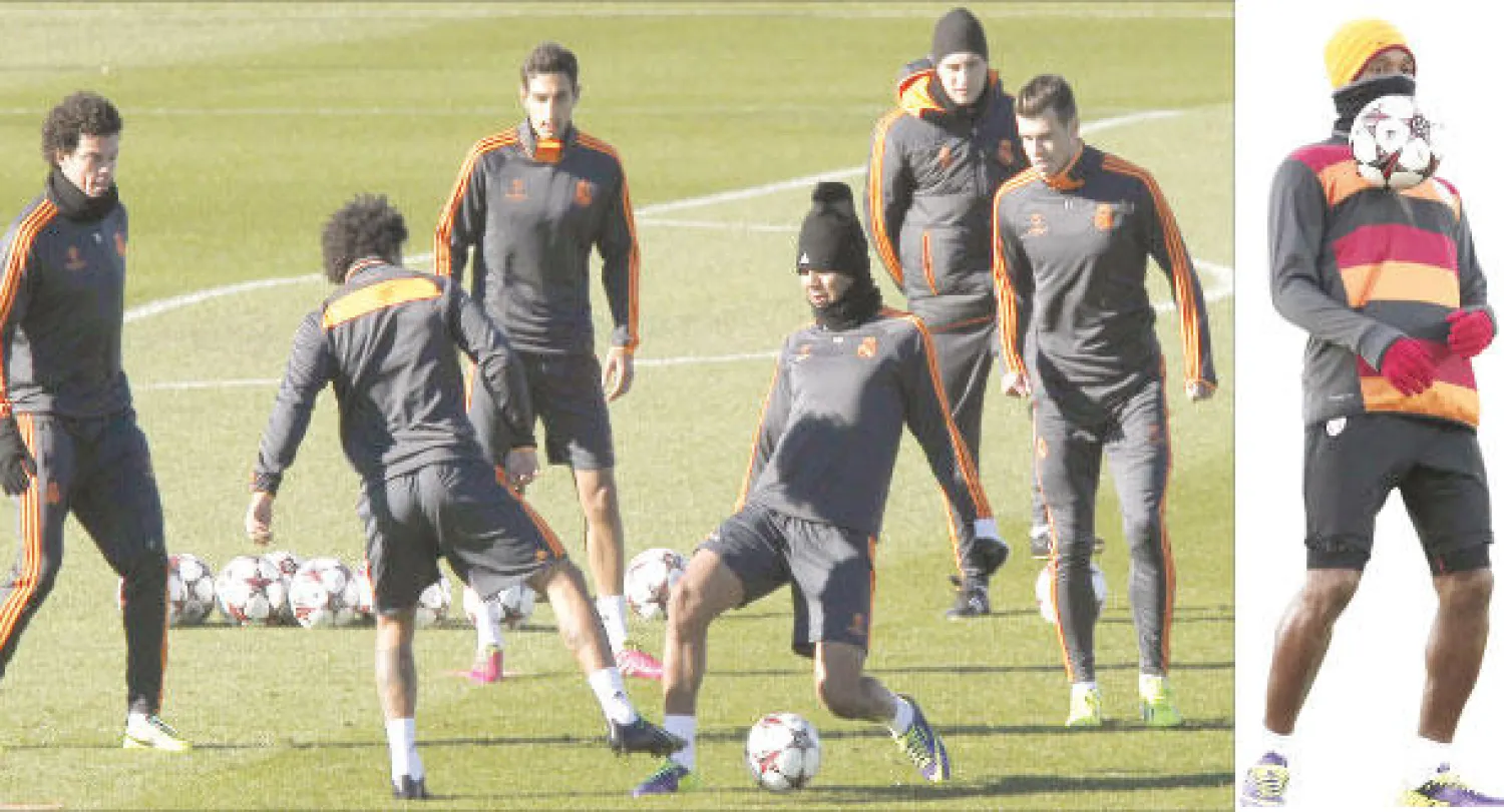 دروغبا في تدريبات غلاطة سراي قبل مواجهة فريقه السابق تشيلسي  -  لاعبو ريال مدريد خلال التدريبات استعدادا لمواجهة شالكة الألماني (إ.ب.أ)