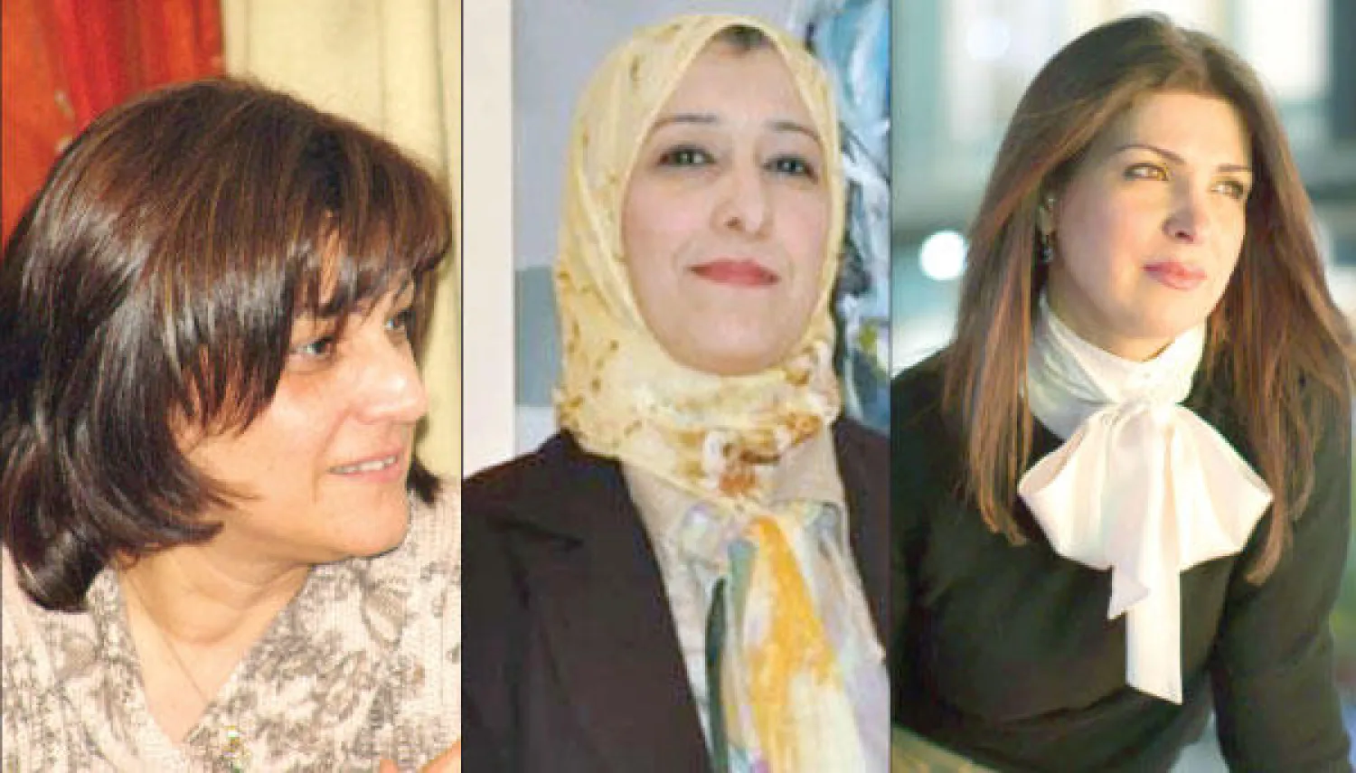 (من اليمين الى اليسار) إنعام عبد المجيد، تضامن عبد المحسن، المهندسة شروق العبايجي